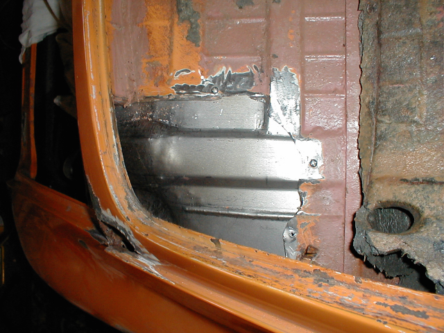 One of many trial fits, gradually pulling into shape and place with self-tappers