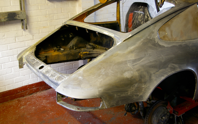 Engine bay clear ready for prep and paint
